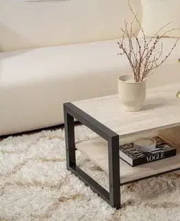 Konferenční stolek Haldizen - Black, Travertine