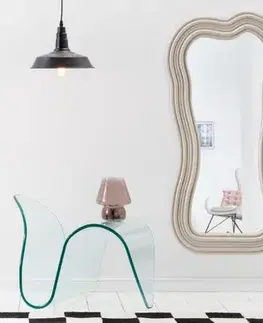 Estila Asymetrické designové zrcadlo Swan s polyuretanovým rámem ve světle béžové barvě s kaskádovým efektem 100cm