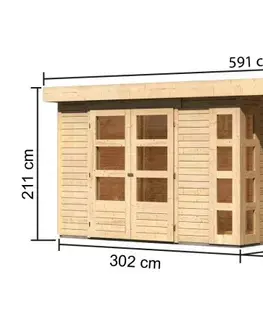 Dřevěný zahradní domek KERKO 4 s přístavkem 280 Lanitplast