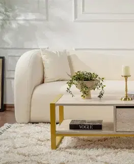 Konferenční stolek Haldizen - Gold, Travertine