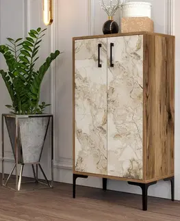 Botník Prag Walnut and White Marble