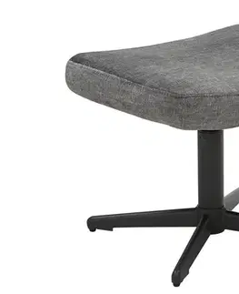 Estila Moderní designová otočná podnožka Krespa s šedým sametovým potahem a černou kovovou nohou 45 cm