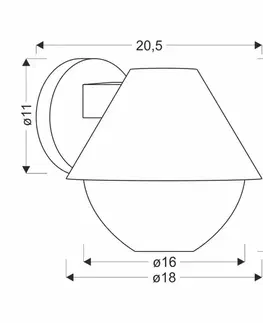 Nástěnná zahradní lampa Hendera 20,5x17,5 černá 1x40W E27 kuželové stínidlo IP44
