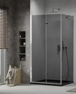 MEXEN/S Lima sprchový kout 100x80, grafit, chrom + černá vanička se sifonem 856-100-080-01-40-4070