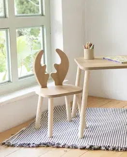 Kid's Table Set Deer Two Chair Set - Brown