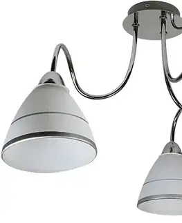 Chromová stropní lampa, skleněné stínidlo, 3x40W, E14, Elf