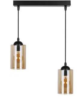 Závěsná lampa černohnědá 2xE27 Bistro