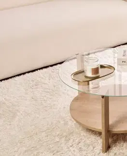 Konferenční stolek Clara - Sapphire Oak, Transparent