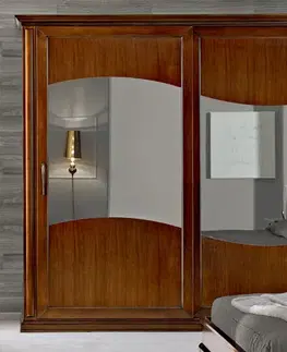 Estila Klasická masivní šatní skříň Carpessio se dvěma posuvnými dveřmi se zrcadly 290cm
