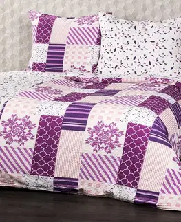 4Home Krepové povlečení Patchwork violet, 140 x 200 cm, 70 x 90 cm