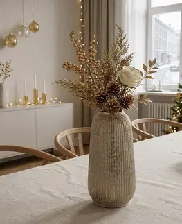 Kónická keramická váza GILDED RIBS S, zlatá, S