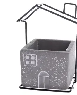 Betonový obal na květináč House šedá, 11 x 14 x 8,7 cm