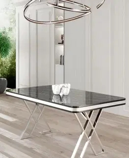 Jídelní stůl Vals - Black Marble, Chrome