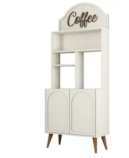 Coffee Bar Cabinet Lyon 80 - Cream, Walnut - POSLEDNÍ KUS