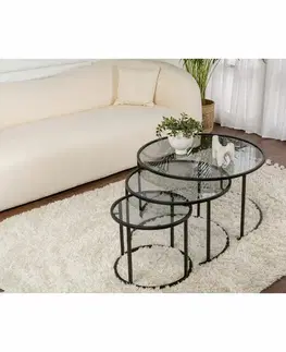 Sada konferenčních stolků Aurum Black and Grey 80 cm, 3 ks