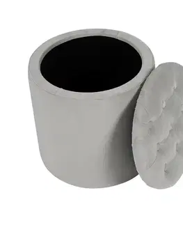 Taburet s úložným prostorem SOFT Button, šedá