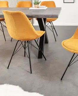 Estila Moderní designová židle Scandinavia s manšestrovým čalouněním hořčicová žlutá