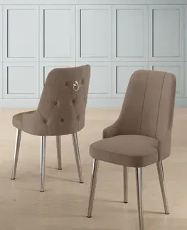 Sada židlí (6 kusů) Newa - Cappuccino, Chrome
