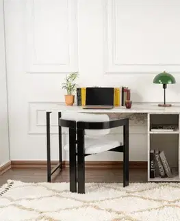 Psací stůl Twin Study Desk - Freesia Marble, Black