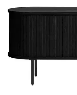 Estila TV stolek Bornholm, černý, lamelový, 120 cm