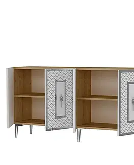 Konzolový stolek Puma 150 - Sapphire Oak, White, Silver