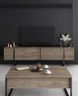 Living Room Furniture Set Luxe - Walnut, Black