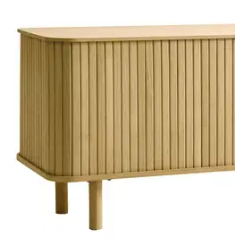 Estila TV stolek Elbe, světlý dub, lamelový, 160 cm