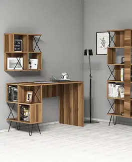 Psací stůl s knihovnou Extra 2 - Walnut