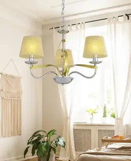 Závěsná lampa chrom / stínidlo se zlatým vláknem 3x40W Diva