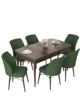 Extendable Dining Table & Chairs Set (7 Pieces) Nef - Baroque, Khaki