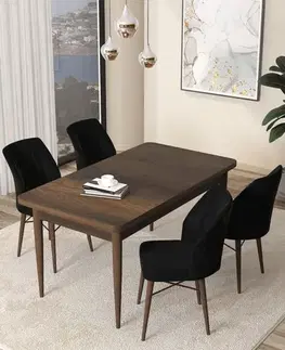 Dining Table & Chairs Set (5 Pieces) Arp - Baroque, Black