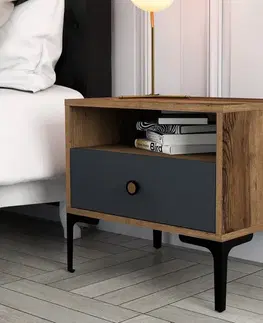 Noční stolek Lizbon 529 - Walnut, Anthracite