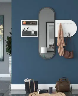 Nástěnný věšák se zrcadlem Pomi White