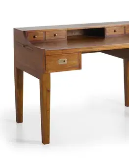 Estila Masivní stylový psací stůl Star se zásuvkami a dvěma výsuvnými deskami 125cm