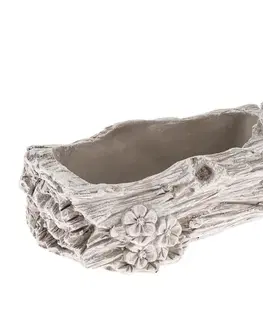 Betonový obal na truhlík Kmen s květinami šedá, 11 x 21 cm