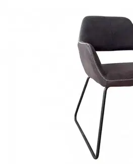 Estila Retro designová šedá židle Pala s područkami 79cm