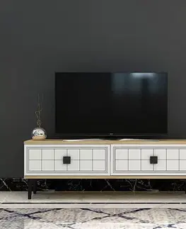 TV stolek Yuka 120 - Sapphire Oak, White