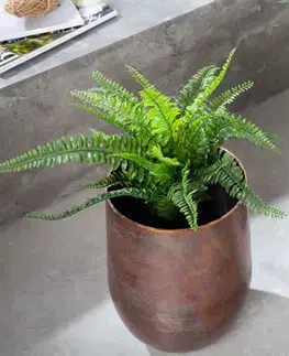 Estila Etno designový set bronzových květináčů Auricalco ze slitiny kovu s oblým tělem 25cm