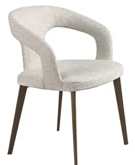 Estila Luxusní moderní čalouněná jídelní židle Maurius v bílé off white barvě s kovovými hnědými nožičkami 77 cm