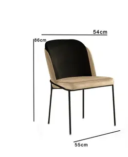 Sada jídelních židlí Dore Beige and Black, 2 ks