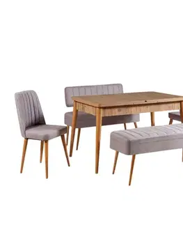 Jídelní set s rozkládacím stolem a židlemi (5 kusů) Vina 0701 - 4 - Atlantic, Grey
