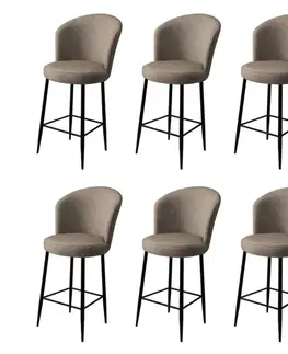 Bar Stool Set (6 Pieces) Alte - Cappuccino, Black