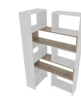 Knihovna Poyraz - White, Walnut