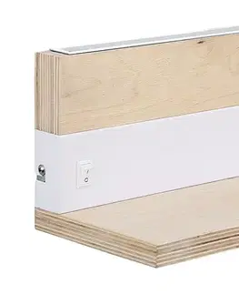 Dřevěná nástěnná lampa + bílá s poličkou LED 4000k - POSLEDNÍ KUS
