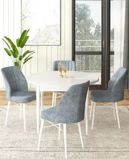 Dining Table & Chairs Set (5 Pieces) Rox - White, Grey