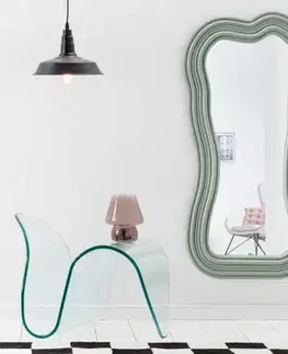 Estila Asymetrické designové art deco zrcadlo Swan s polyuretanovým rámem v pastelové zelené barvě s kaskádovým efektem 100cm