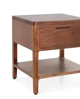 Estila Luxusní moderní noční stolek Liberia s jednou zásuvkou a policí z masivního mahagonového dřeva v teplé hnědé barvě 45 cm