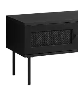Estila TV stolek Malmo, černý/ratan, 120 cm