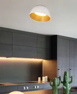 Stropní lampa Trento bílá dřevěná 18W LED 35cm bílé stínidlo
