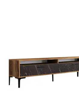 TV stolek Istanbul 2 - Walnut Black Marble